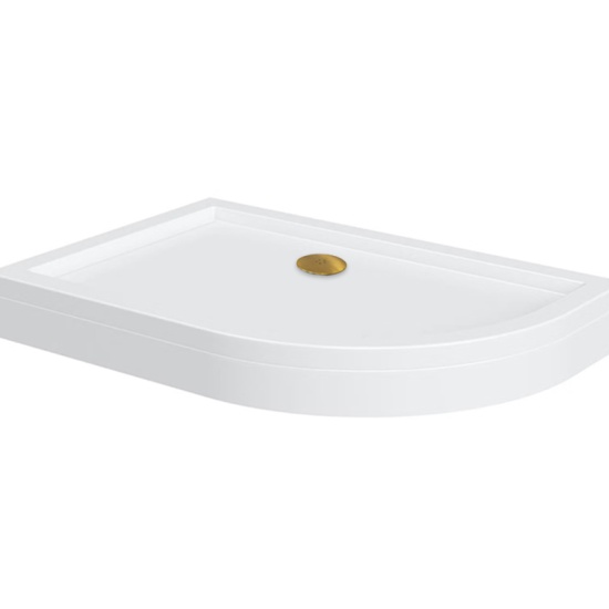 offset quadrant 1200 raised righthand shower tray gold waste