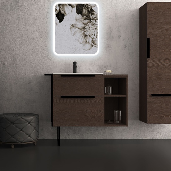 urban 900 dark ash vanity unit side storage