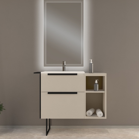 baden haus urban 900 brushed white vanity unit with side storage