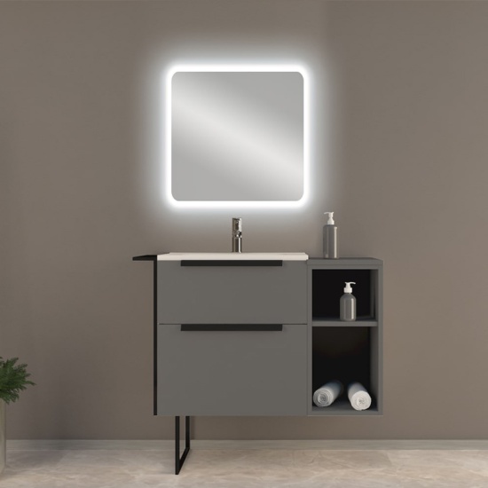baden haus urban 900 matt grey vanity unit with side storage