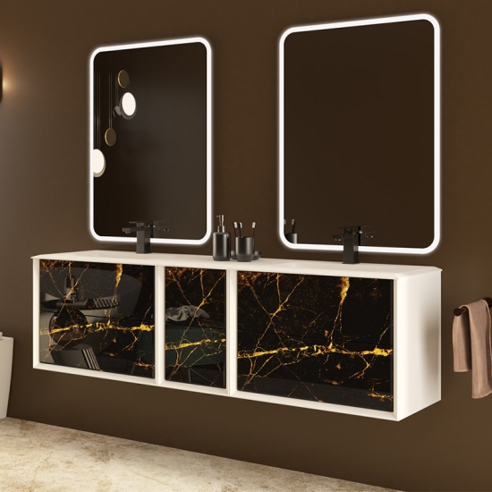 baden haus bellagio 1760 black & gold stone vanity unit