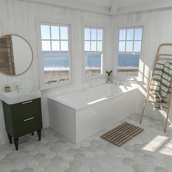 Portland Single-ended Bath with Twin Grips and Optional Beauforte Reinforcement: 1700, 1800