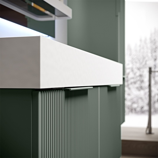 baden haus premium 1200 matt green vanity unit plisse