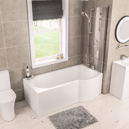Portland 1700 Right-hand P-shape Shower Bath with Optional Beauforte Reinforcement