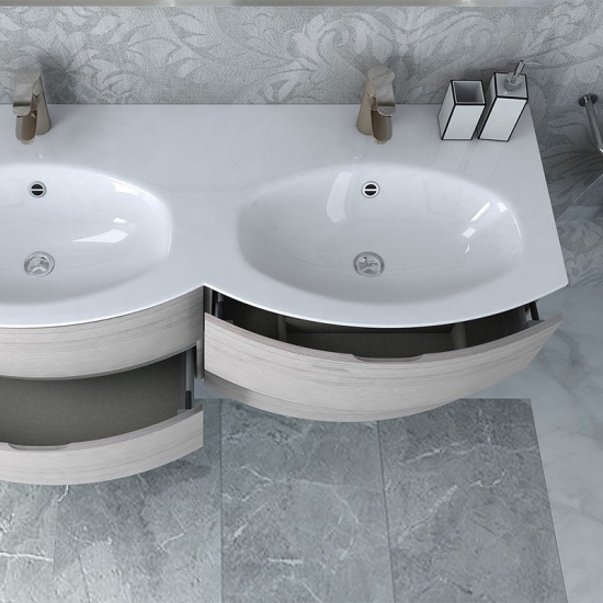vague 1400 bleached oak double vanity unit
