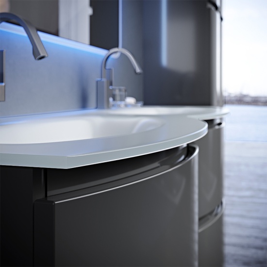 vague 1400 grey gloss double vanity unit