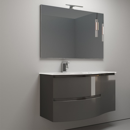 baden haus vague 1030 anthracite vanity unit: left hand basin, 2 drawers, handleless baden haus vague 1030 anthracite vanity unit: left hand basin, 2 drawers, handleless