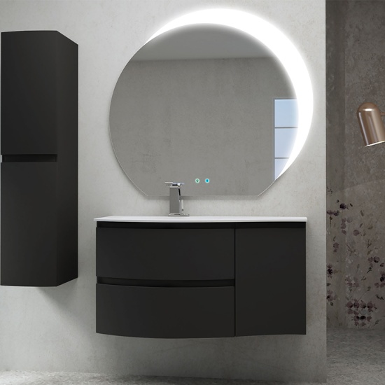 baden haus vague 1030 graphite vanity unit: left hand basin, 2 drawers, handleless
