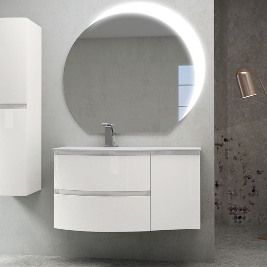 vague 1030 white gloss left hand basin unit