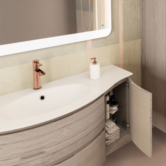 baden haus vague 1400 bleached oak vanity unit: central basin, handleless baden haus vague 1400 bleached oak vanity unit: central basin, handleless