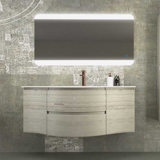 Baden Haus Vague 1400 Bleached Oak Central Basin Vanity Unit Product Image for Baden Haus Vague 1400 Bleached Oak Vanity Unit with Central Basin, Handleless