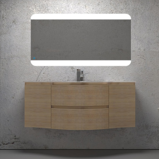 baden haus vague 1400 tobacco oak vanity unit: central basin, handleless