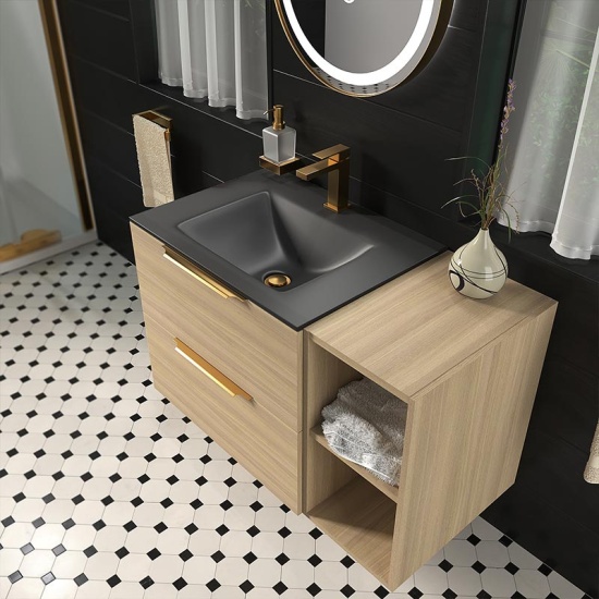 alani gold offset shower suite 900 black basin unit