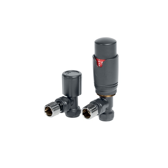anthracite straight thermostatic radiator valve pack (pairs)
