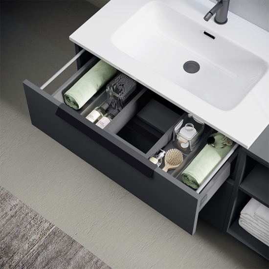 urban matt grey 1780 double vanity unit with central storage