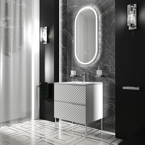 elvia 600 white vanity unit white sink chrome handles