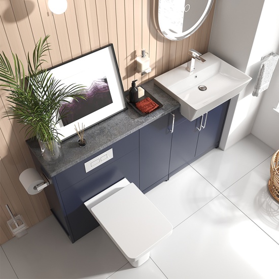 Oliver 1500 Navy Blue Fitted Furniture Chrome Oliver 1500 Navy Blue Fitted Furniture Chrome