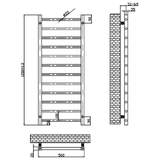 orfi brushed brass towel radiator