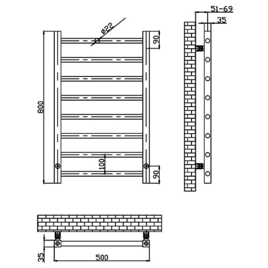 orfi brushed brass towel radiator