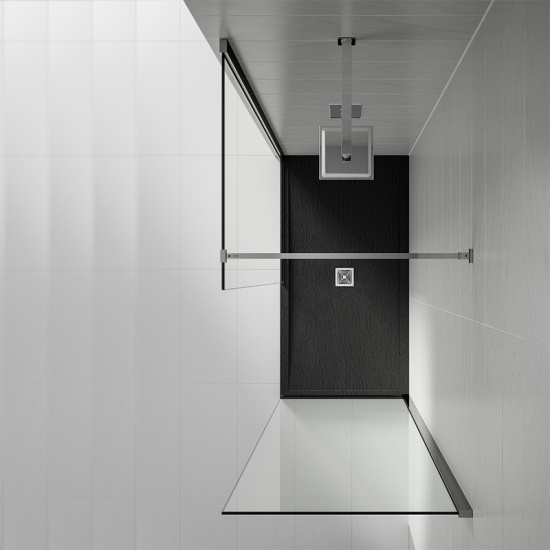 aqualavo 1700 rectangle shower tray black slate effect slimline chrome waste