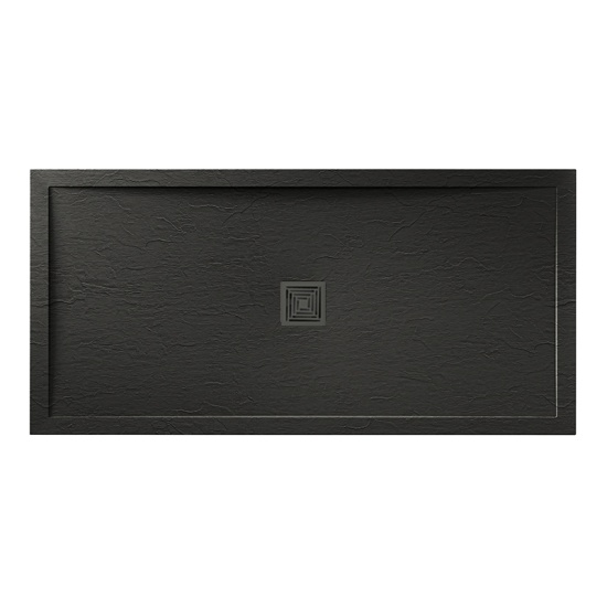 aqualavo black 1600 rectangle shower tray slate slim black waste