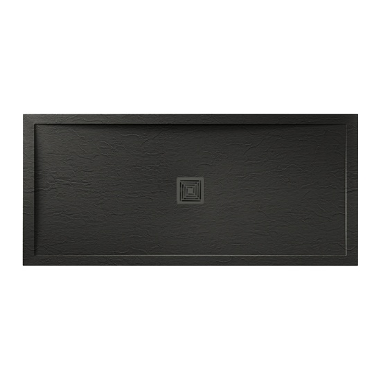 aqualavo 1500 rectangle shower tray black slate slim black waste