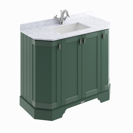 BC Designs victrion 1000 forest green vanity unit with marble top