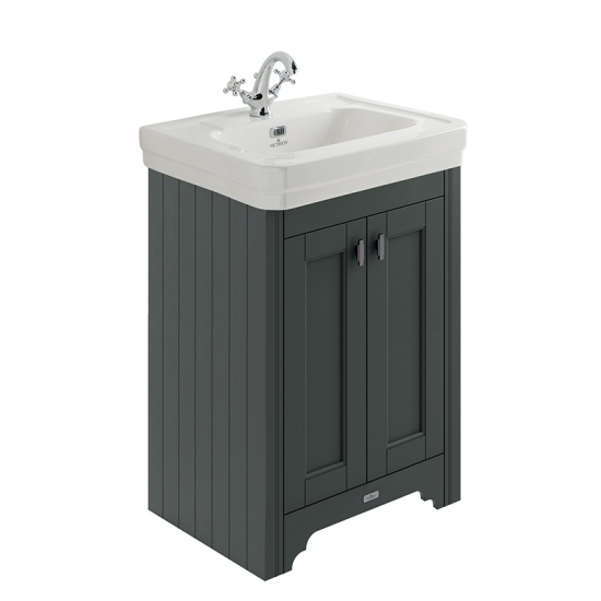 BC Designs victrion 640 dark lead vanity unit with marble top