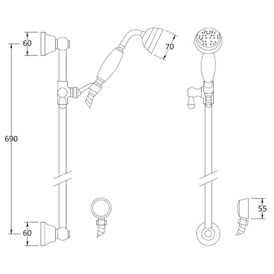 bayswater victrion chrome slide rail kit with handset