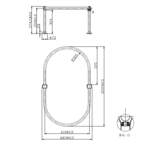 bayswater victrion chrome oval shower curtain ring