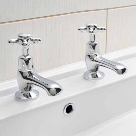 BC Designs victrion chrome crosshead basin pillar taps