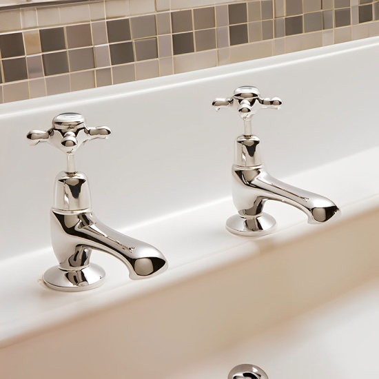 BC Designs victrion nickel crosshead basin pillar taps