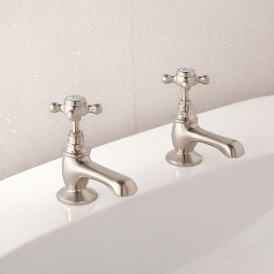 bayswater victrion brushed nickel crosshead basin pillar taps