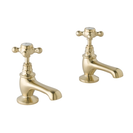 bayswater victrion brushed gold crosshead basin pillar taps