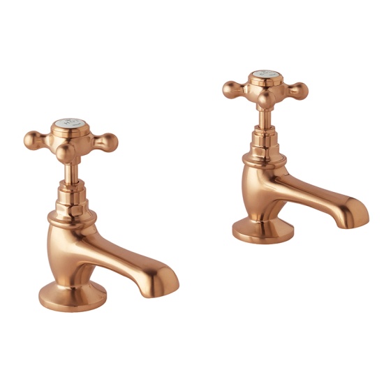 bayswater victrion brushed copper crosshead basin pillar taps