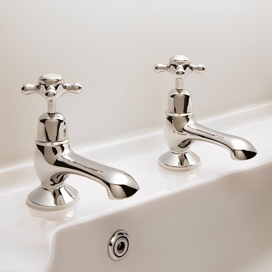 BC Designs victrion nickel crosshead bath pillar taps