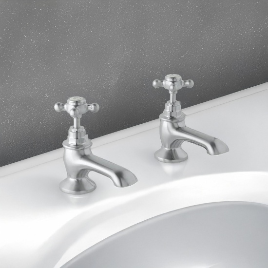 bayswater victrion brushed chrome crosshead bath pillar taps