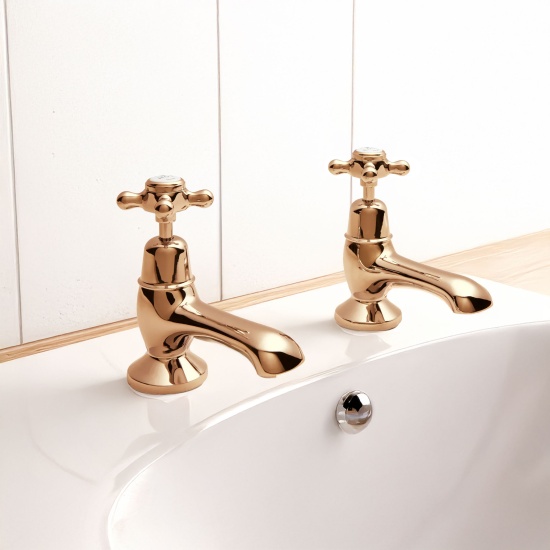bayswater victrion copper crosshead bath pillar taps