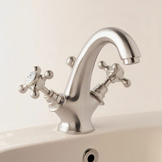 BC Designs victrion brushed nickel crosshead mono basin mixer tap