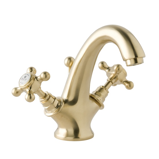 bayswater victrion brushed gold crosshead mono basin mixer tap
