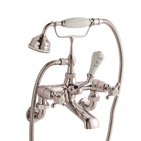 BC Designs victrion nickel crosshead wall mounted bath shower mixer tap