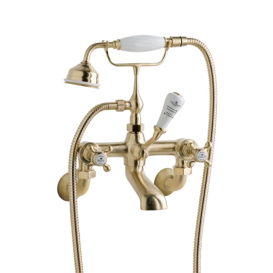 BC Designs victrion gold crosshead wall mounted bath shower mixer tap