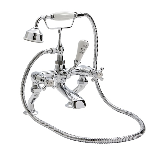 BC Designs victrion chrome crosshead deck mounted bath shower mixer tap