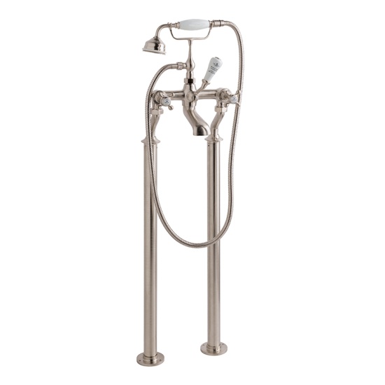BC Designs victrion brushed nickel crosshead deck mounted bath shower mixer tap