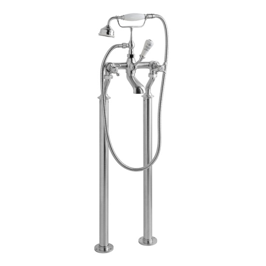 BC Designs victrion brushed chrome crosshead deck mounted bath shower mixer tap