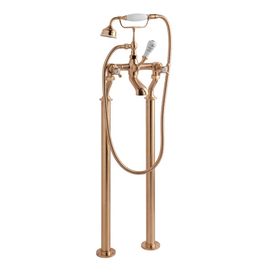 BC Designs victrion brushed copper crosshead deck mounted bath shower mixer tap