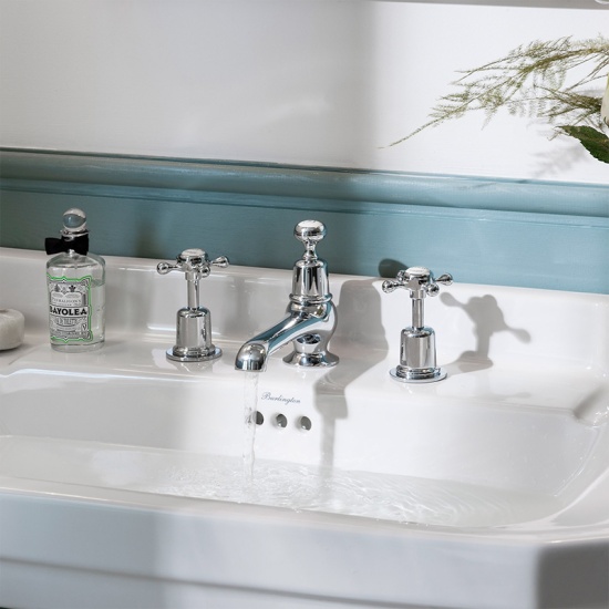 BC Designs victrion chrome crosshead three hole basin mixer tap