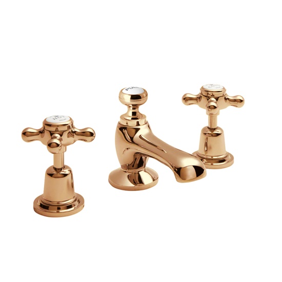 BC Designs victrion copper crosshead three hole basin mixer tap