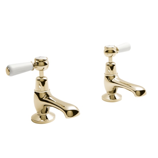 BC Designs victrion gold lever basin pillar taps