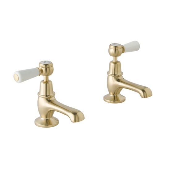 BC Designs victrion brushed gold lever basin pillar taps